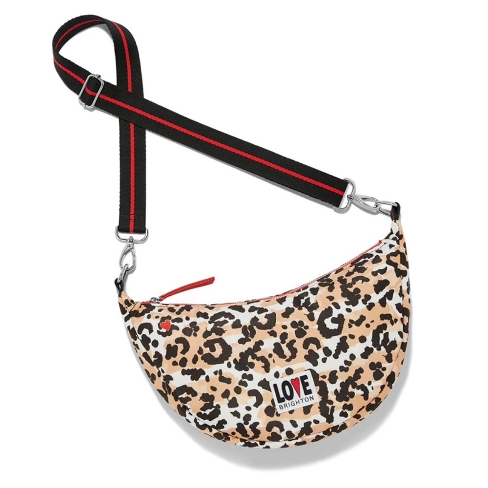 Brighton Spotted Love Leopard Animal Print Crossbody Crescent Swing Bag